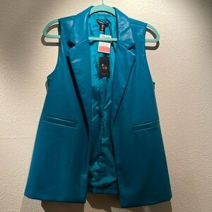 Sincerely Jules Turquoise Faux Leather Vest